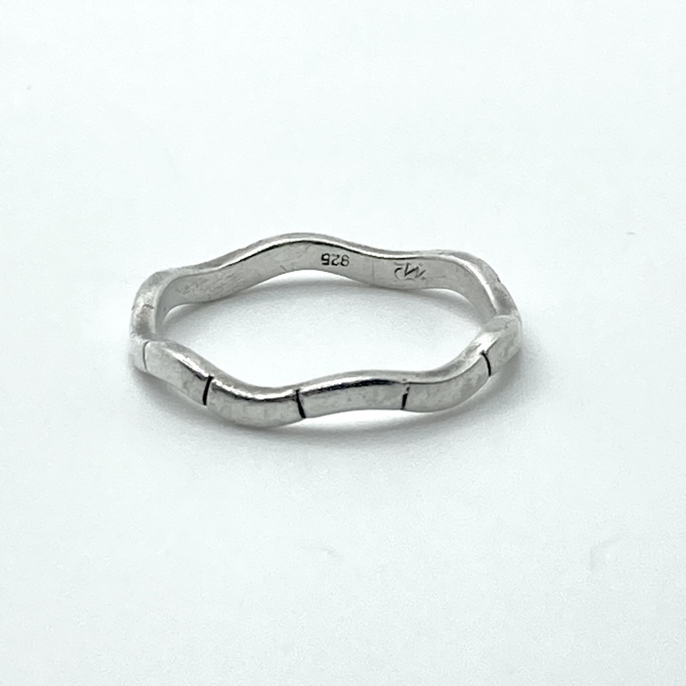 VTG Sterling Silver Wavy Faux Segmented Band Stamped Cw 925 Sz 8.5